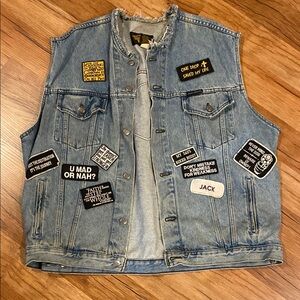 Harley- Davidson Denim Vest with Patches Biker Vintage Y2K